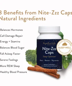 Sleep Optimizer for healing, peaceful sleep Relaxes the body and calms the mind Relieves hot flashes and night sweats Boosts daytime mood and energy levels Supports healthy insulin sensitivity Repairs